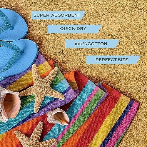 Bath Sheet Towels Large Size 30x60 Rainbow Cabana Stripe 4 Pk Highly Absorbent gallery