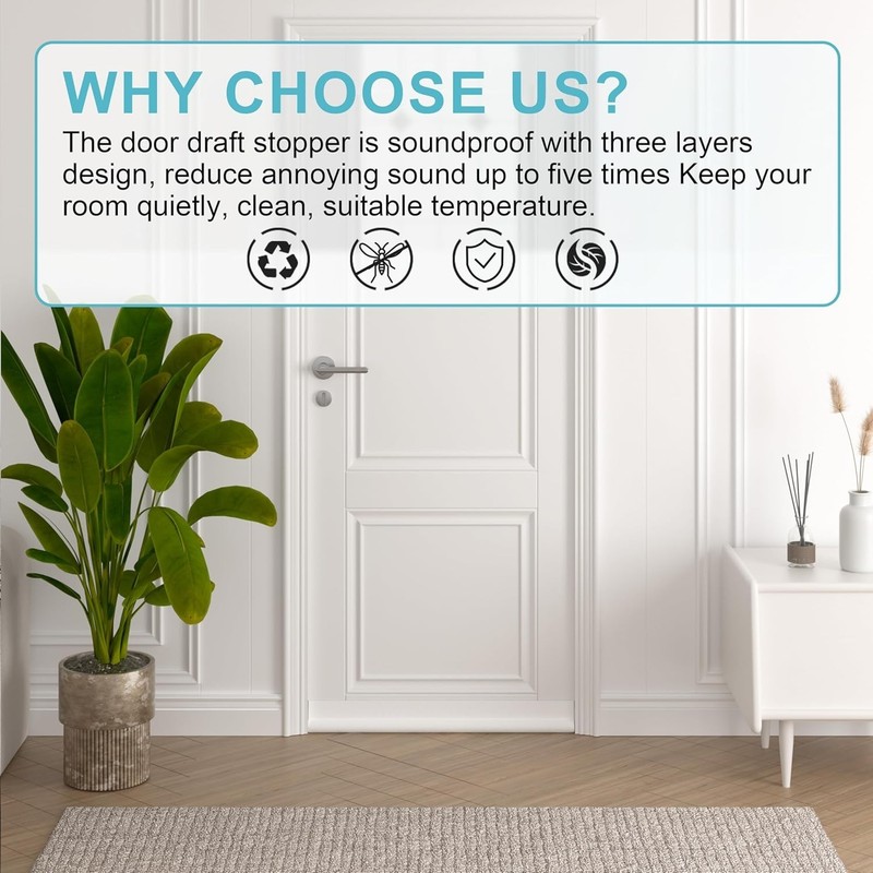 Door Draft Stopper Bottom One Sided Door Draft Blockers 37" Cutable under Door D gallery