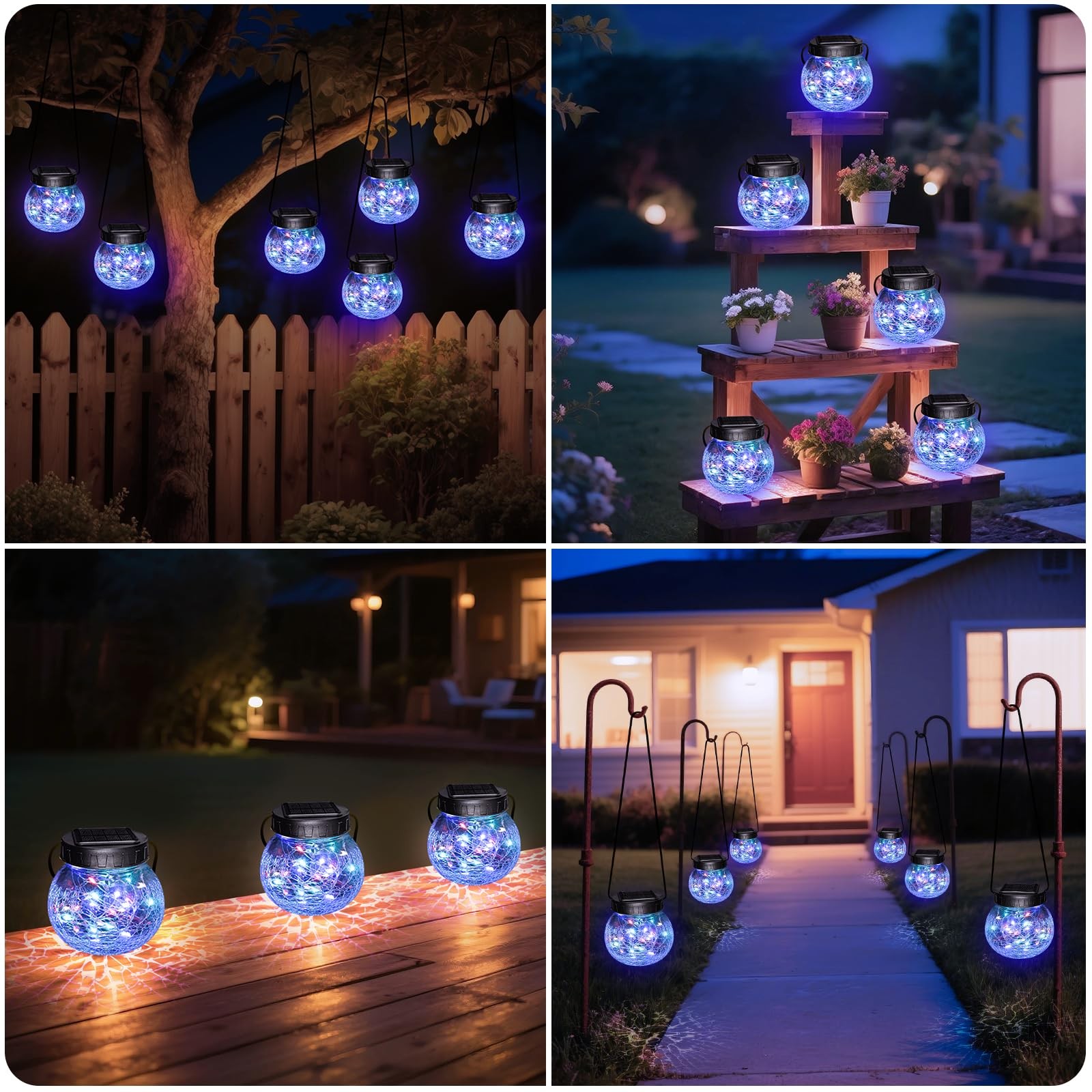 2 Pack Solar Lantern Outdoor Lights, Multi-Coloured Solars Lanterns with 30 L... gallery