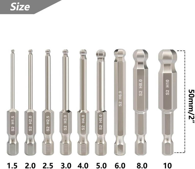 9Pcs Metric Ball End Hex Screwdriver Bit Set, Magnetic Allen Wrench Drill Bit Se gallery