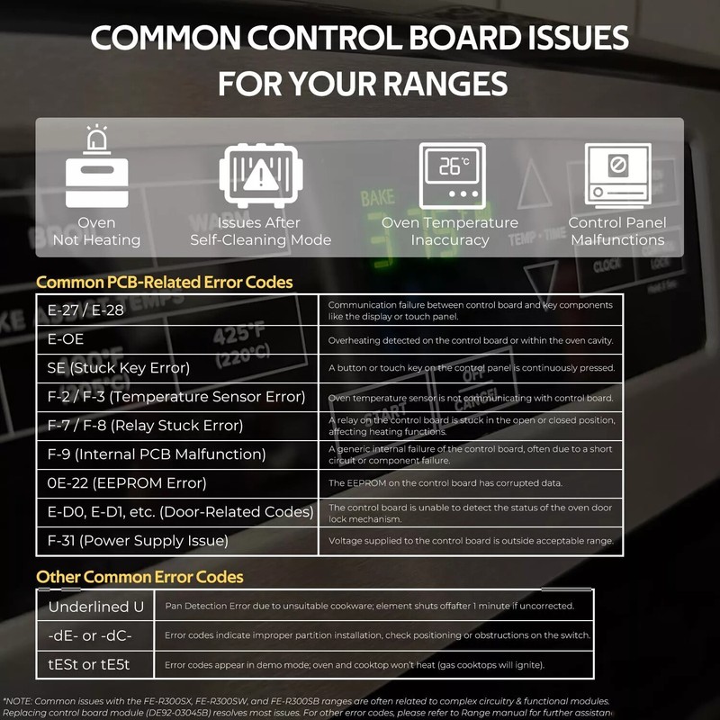 DE92-03045B Range Oven Control Board For Samsung FE-R300S Models FER300SX/SW/SB gallery