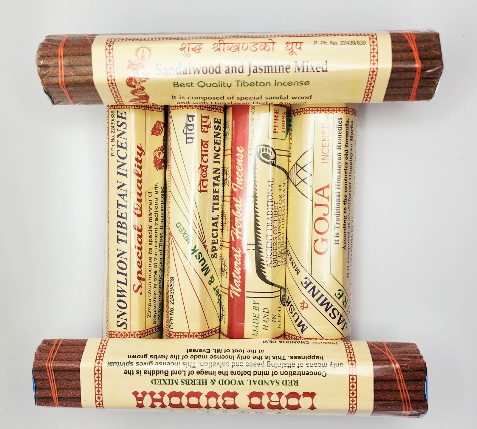 Tibetan Incense Bundle, by Chandra Devi-6 packs:Jasmine & Sandalwood, Natural, gallery