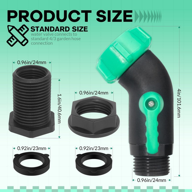 Rain Barrel Spigot Kit 2 Pack High Flow, 3/4" GHT Heavy Duty Plastic Water Ba... gallery