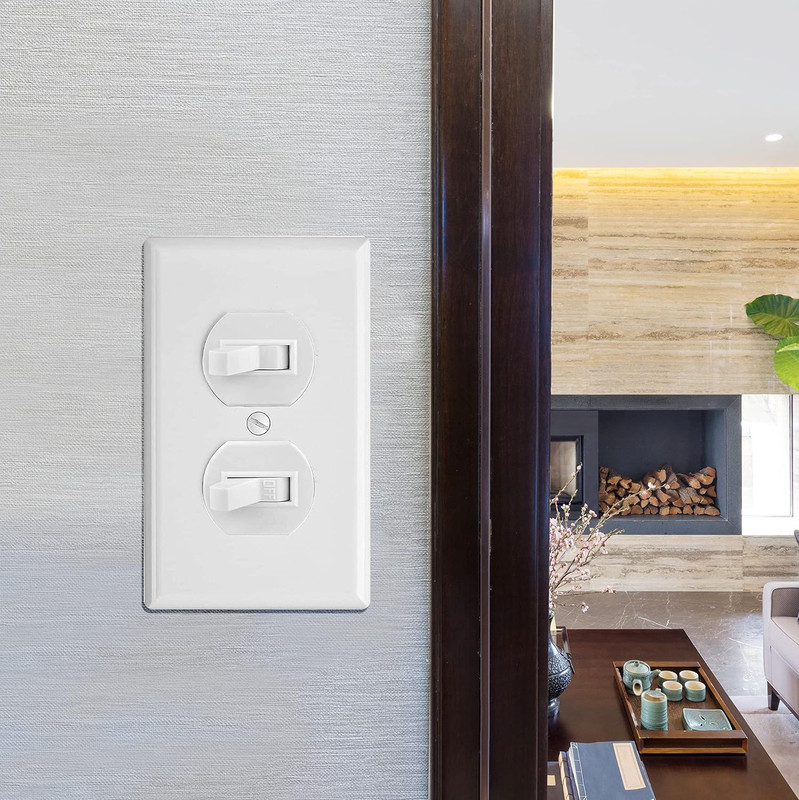 White Double Light Switch (2-Pack) | Two Single-Pole Wall Light Switches in 1-G gallery