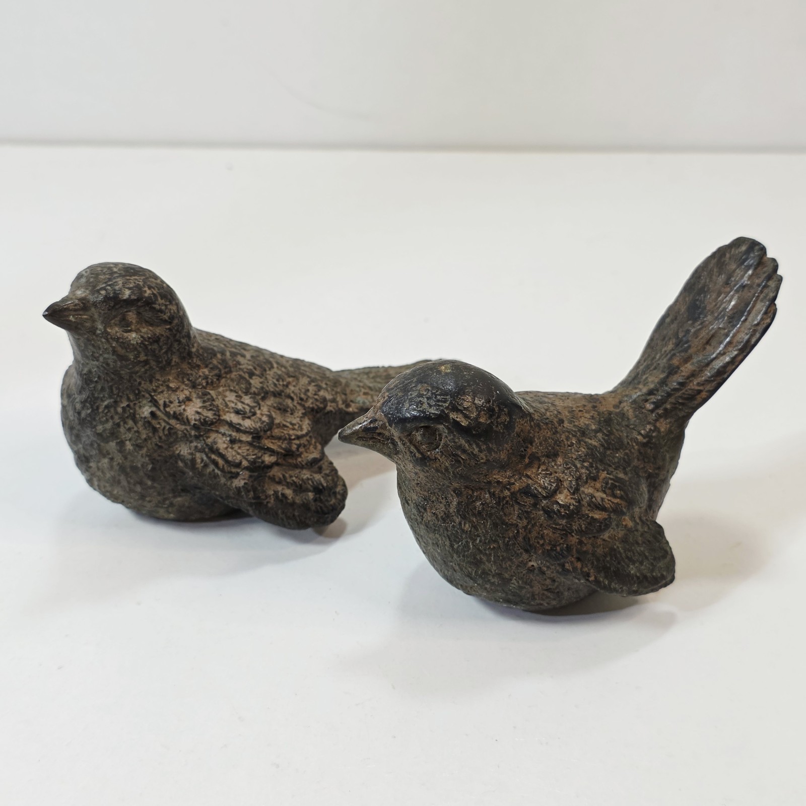 2 Heavy Metal Bird Figure Statue Garden Porch Fountain Decor Antique Brown Black gallery
