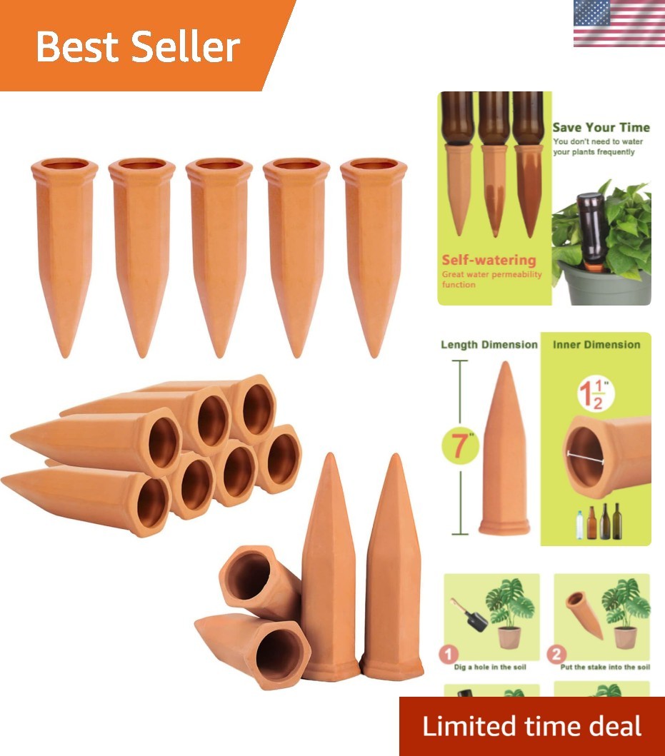 Terracotta Self Watering Spikes - 16 Pcs Potted Plant Watering Devices Vacati... gallery