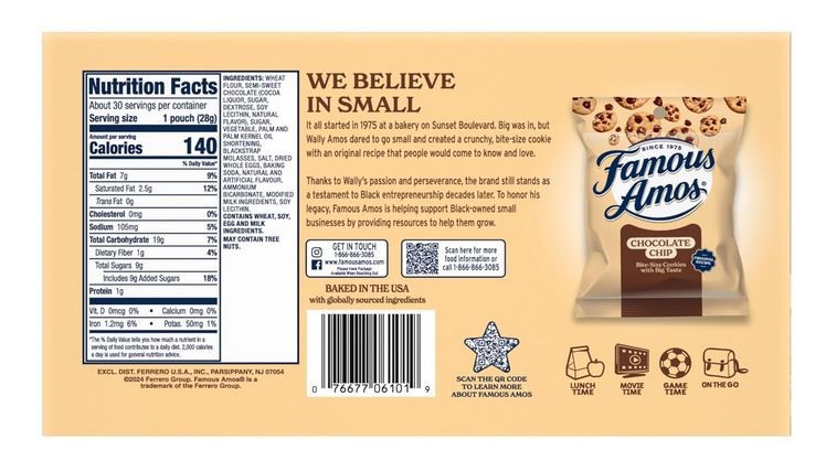Famous Amos Original Recipe Chocolate Chip Bite-Size Cookies, 30 Pack Box, 30 oz gallery
