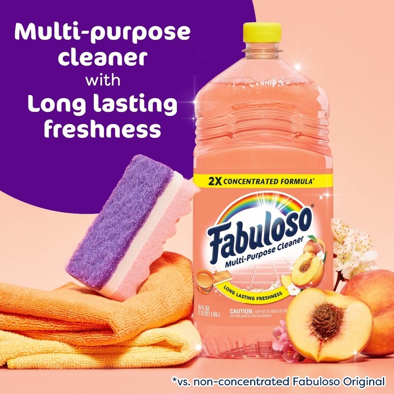 (2 pack) 2X Multi-Purpose Cleaner, No Rinse Floor Cleaner, Peach Scent, 56 fl oz gallery