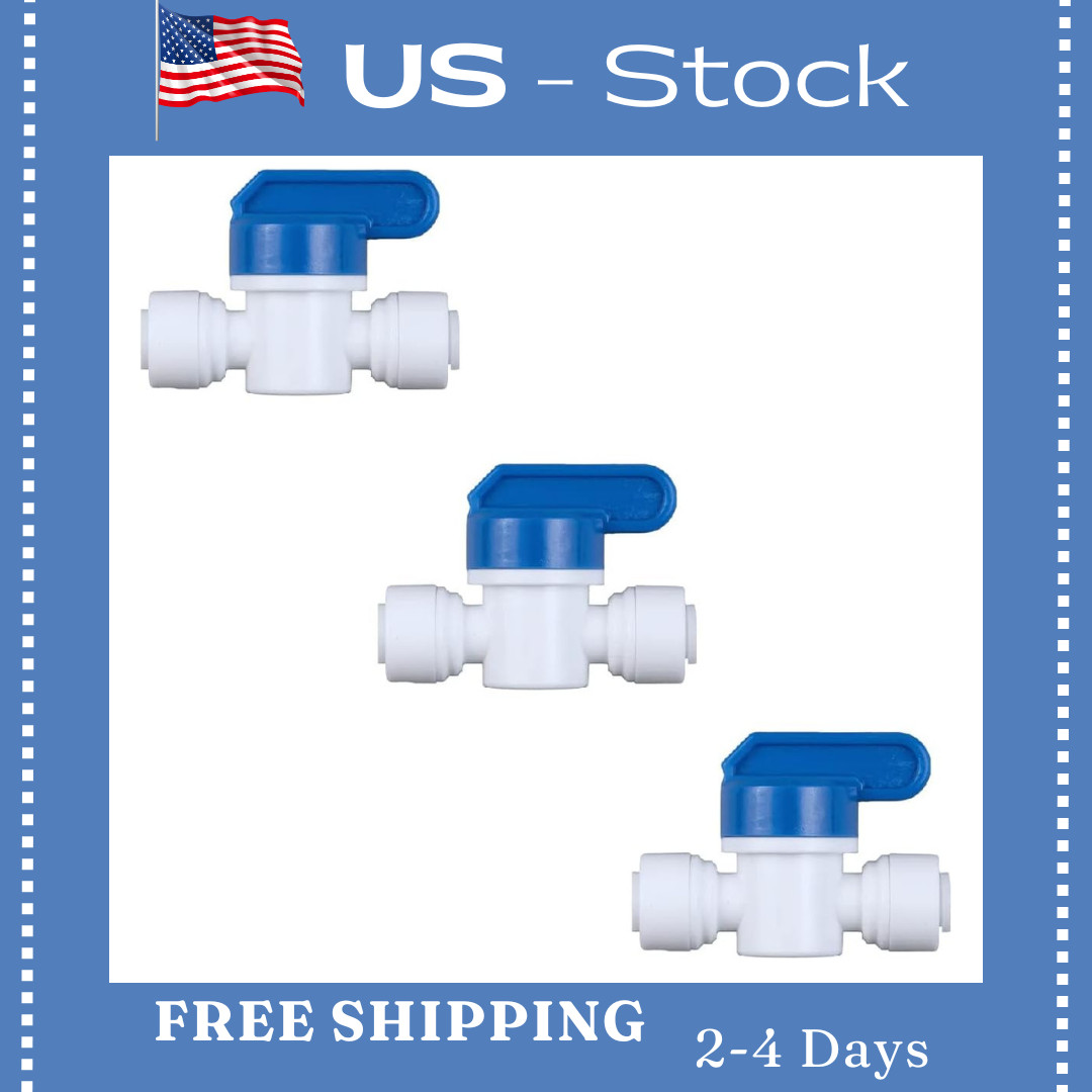 3 Pack Push-To-Connect Plastic Shut off Valve Fitting (1/4-In OD X 1/4-In OD, In gallery