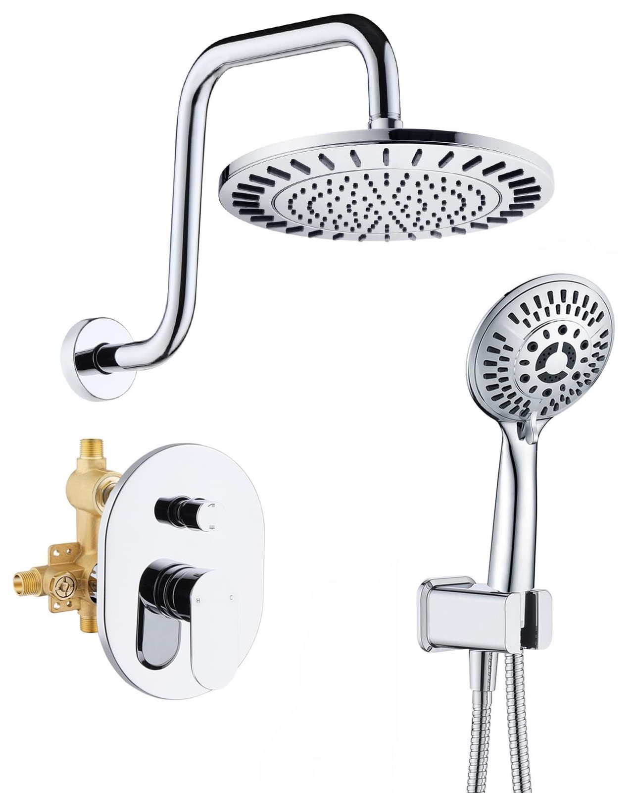 BRIGHT SHOWERS Shower Faucet Set, Shower System with Shower Valve Trim Kit, D... gallery