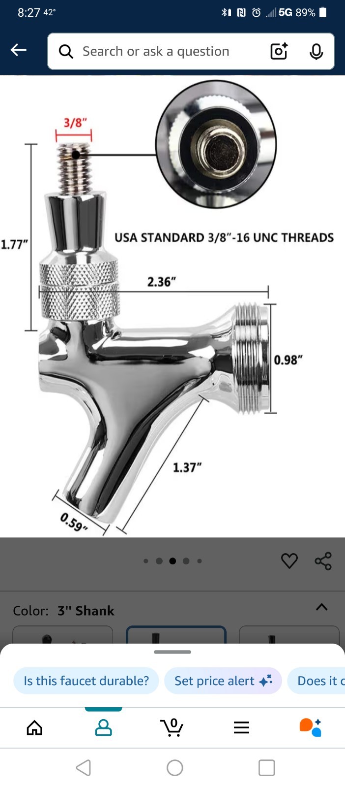 Beer Tap Draft Faucet Kit 8-piece Set for Home Brew / Kegerator (No back shank) gallery