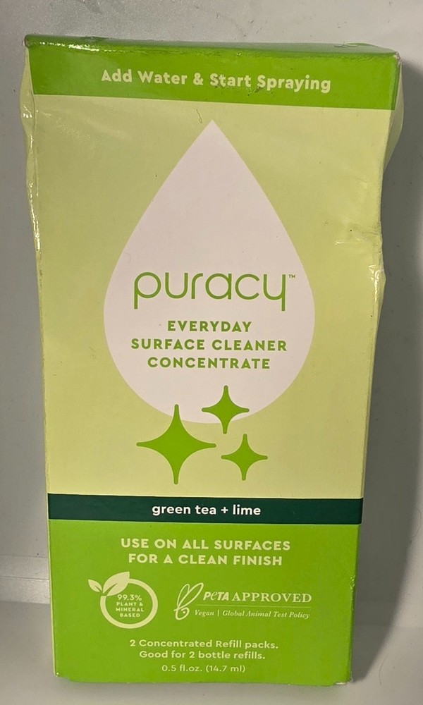 Puracy Plant Based Surface Cleaner Concentrated Refill Packets-Green Tea & Lime