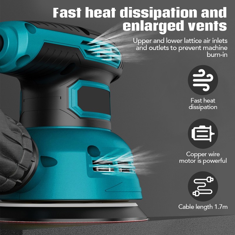 6 Speed Adjustable Electric Eccentric Sander with Dust Collection 360° Rotation gallery