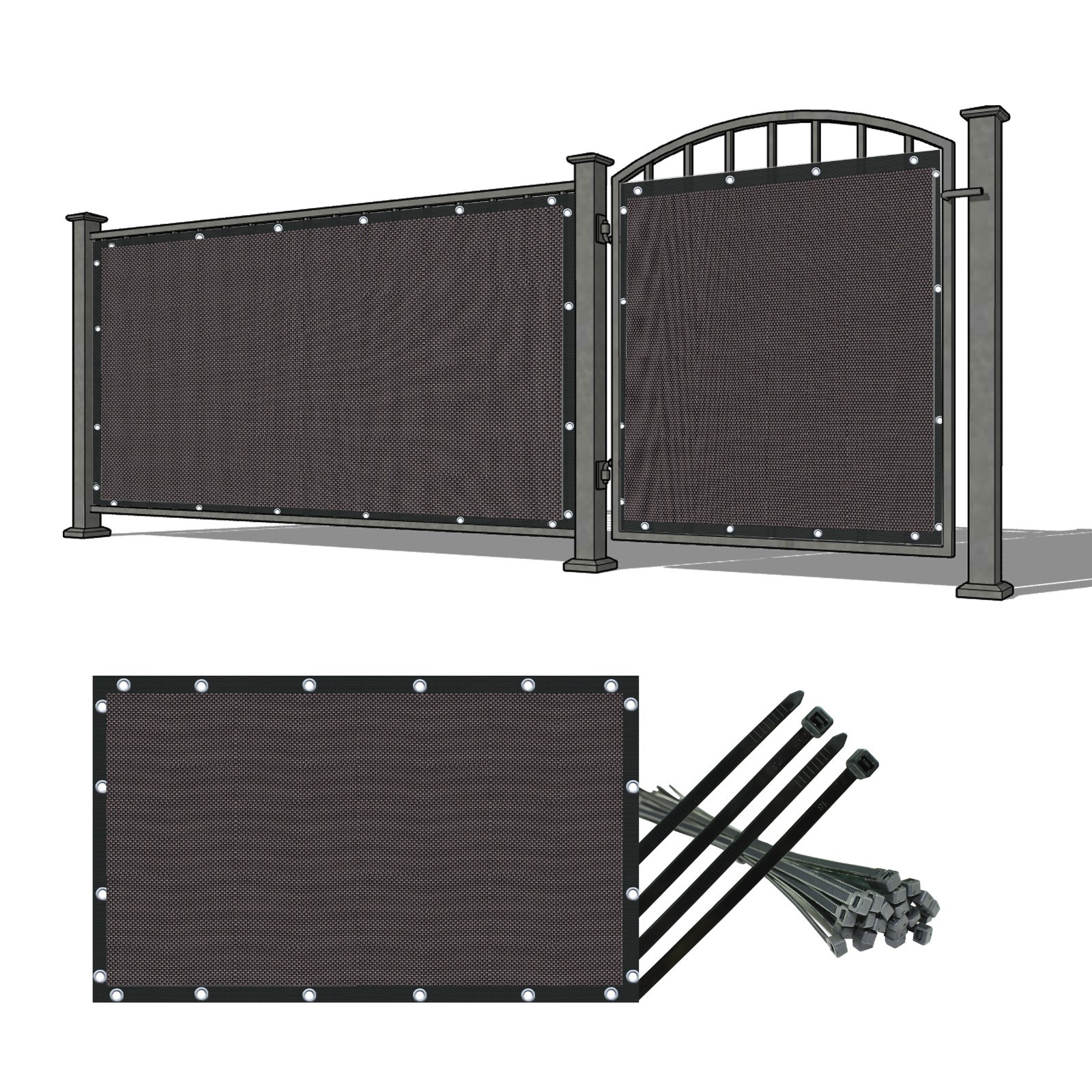 Dark Brown PVC Coated Gate Privacy Screen Panel Privacy Barrier 95% UV Block gallery
