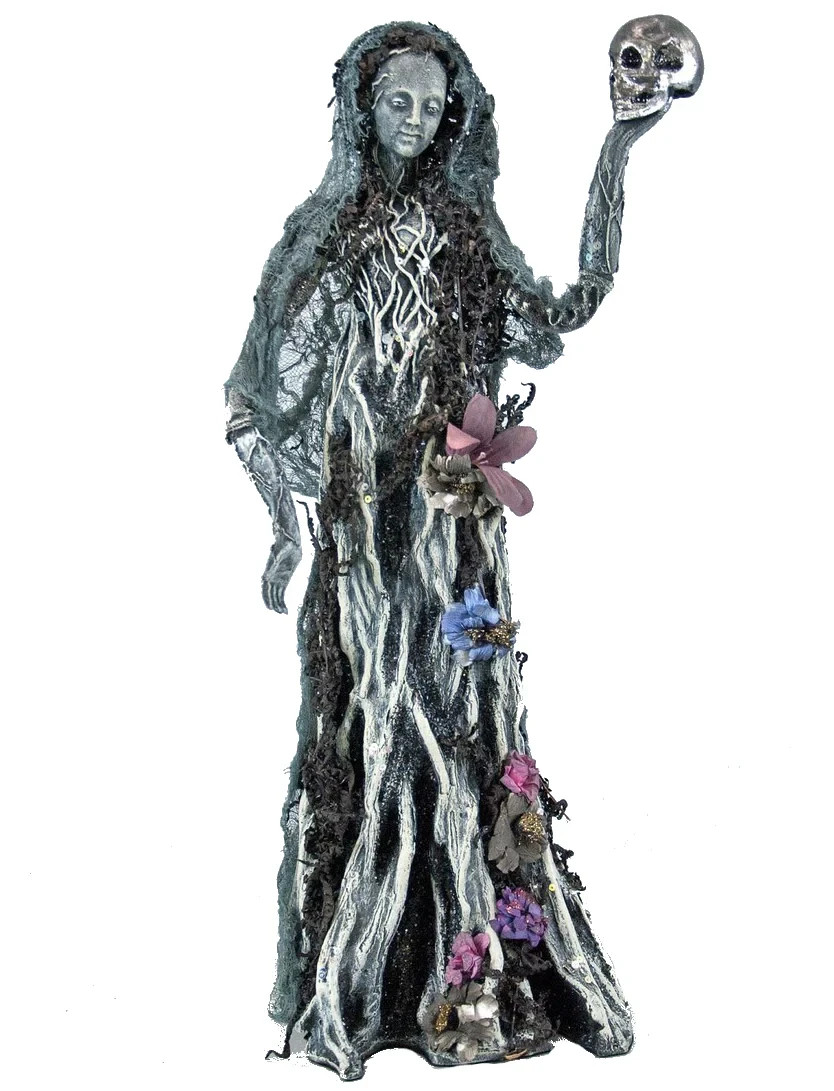 Katherine's Collection..FOREST CEMETERY- Ghost Tree Lady w/ Skull Figurine 18" gallery
