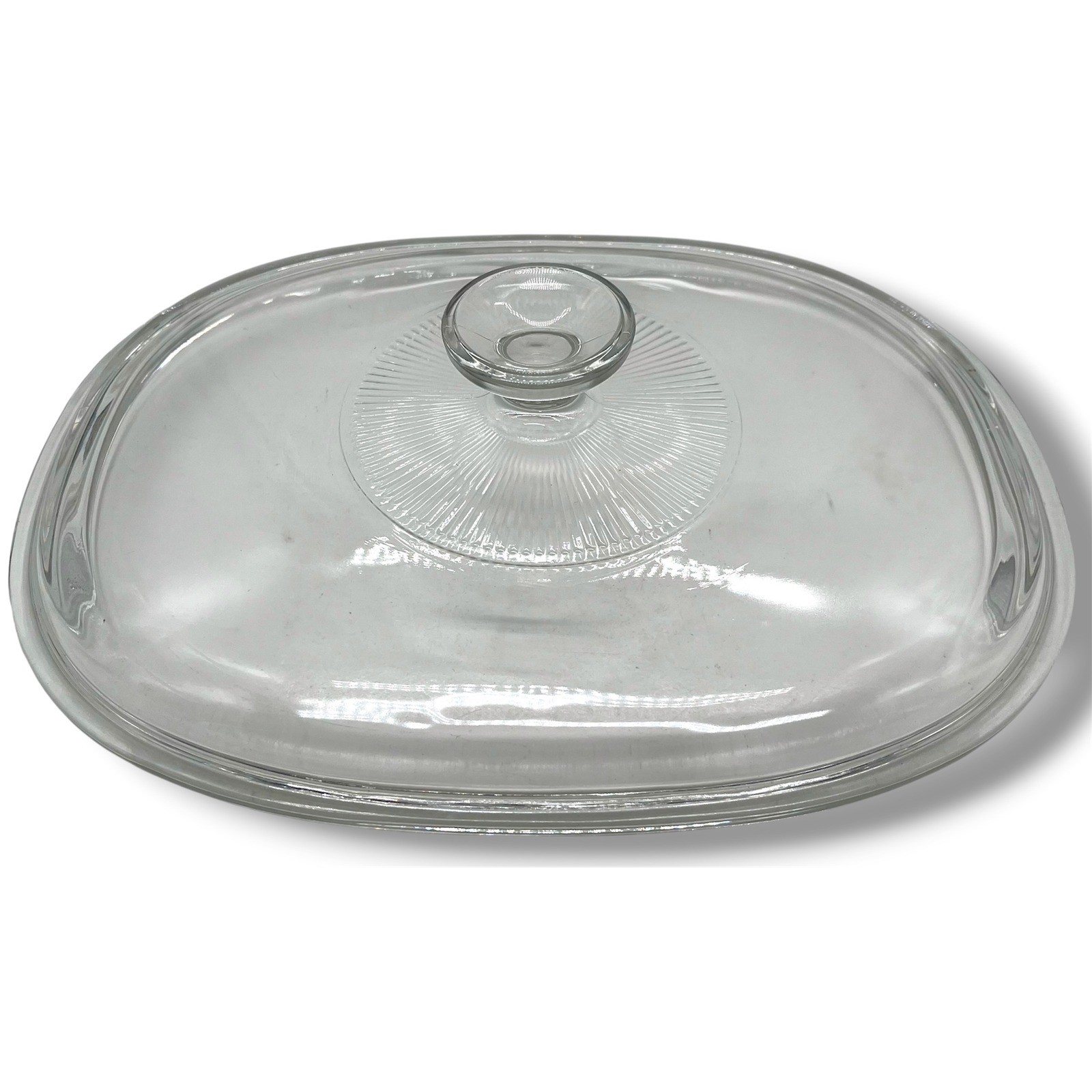 Pyrex DC1.5C Clear Glass Oval Casserole Lid Replacement Sunburst Knob 10.25in gallery