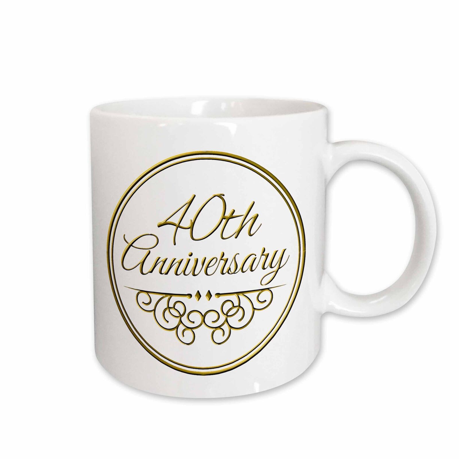 3dRose 40th Anniversary gift - gold text for celebrating wedding anniversaries - gallery