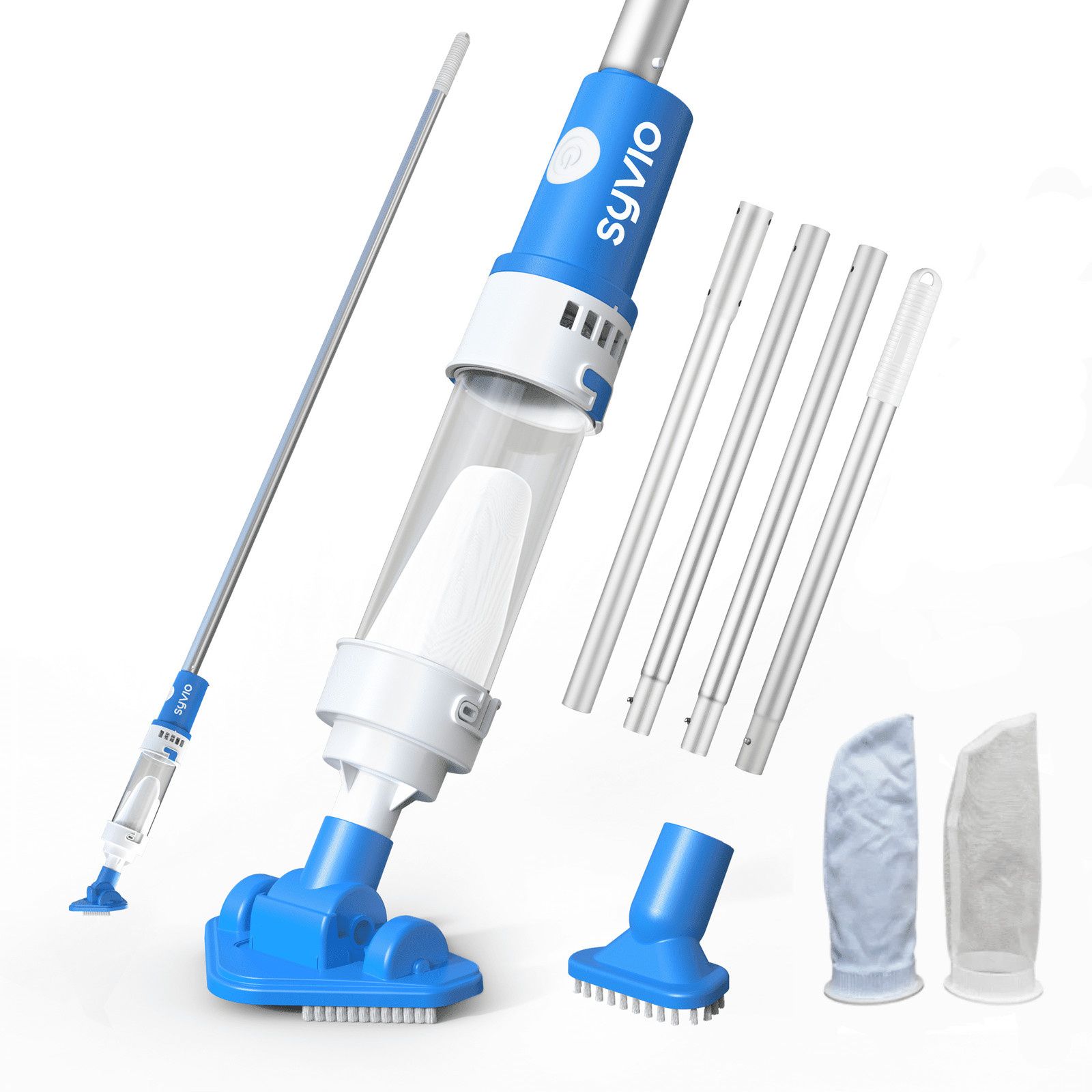 Syvio 2-in-1 Cordless Handheld Pool Vacuum with Telescopic Pole, 60 Min Runtime, gallery