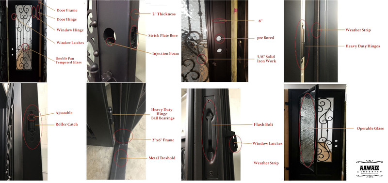 Canton Double Front Entry Wrought Iron Door Rain 62" x 96" Left Active gallery