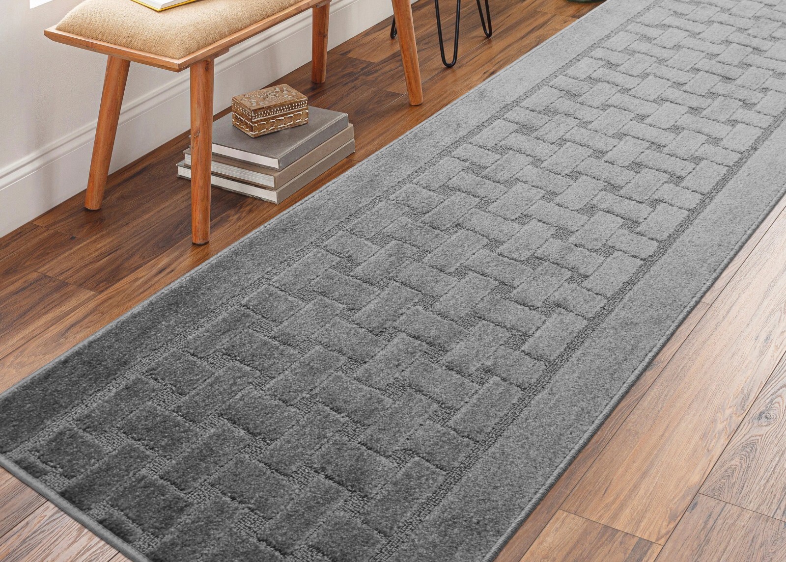 Non Skid, Hallway, Kitchen Runner Rug, Your Choice of Length, Anthracite Grey gallery