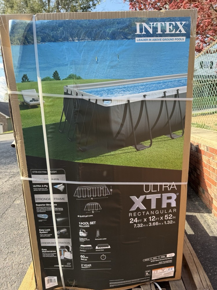 Intex Ultra XTR Rectangular Above Ground Pool 24x12x52in Steel Frame w/ Sweeper