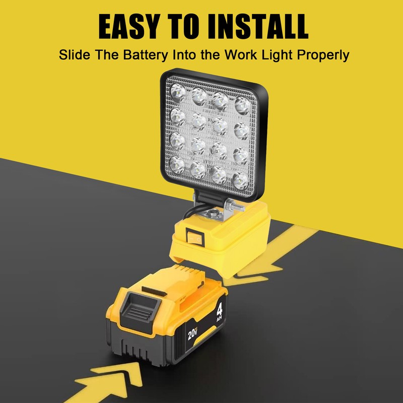 2 Pack 60W LED Work Light Flashlight for De walt 20V Battery 6000LM gallery