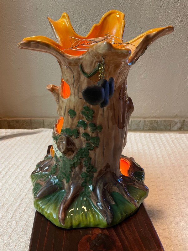 Cracker Barrel Halloween Haunted Tree Candle Holder Luminary Large Ceramic w/Box gallery