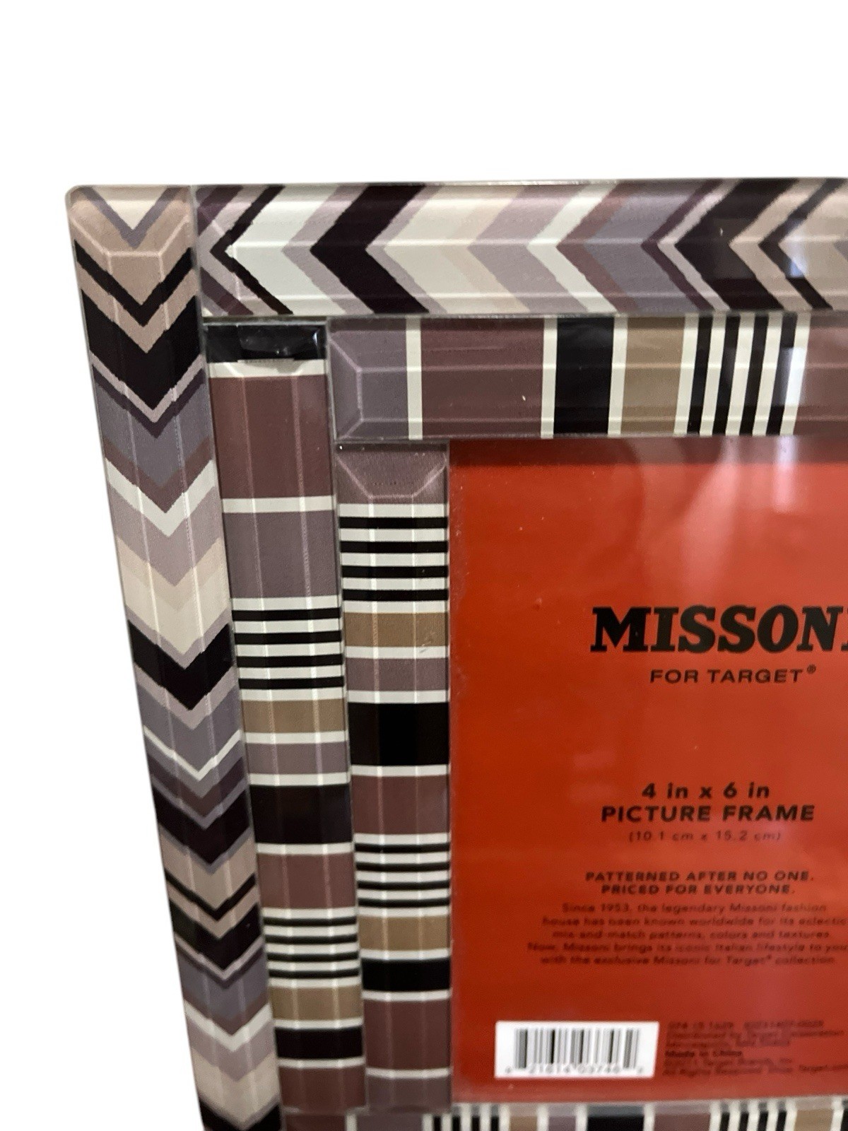 Missoni For Target 4x6 Zig Zag Design Picture Frame Brown Black NWOT gallery