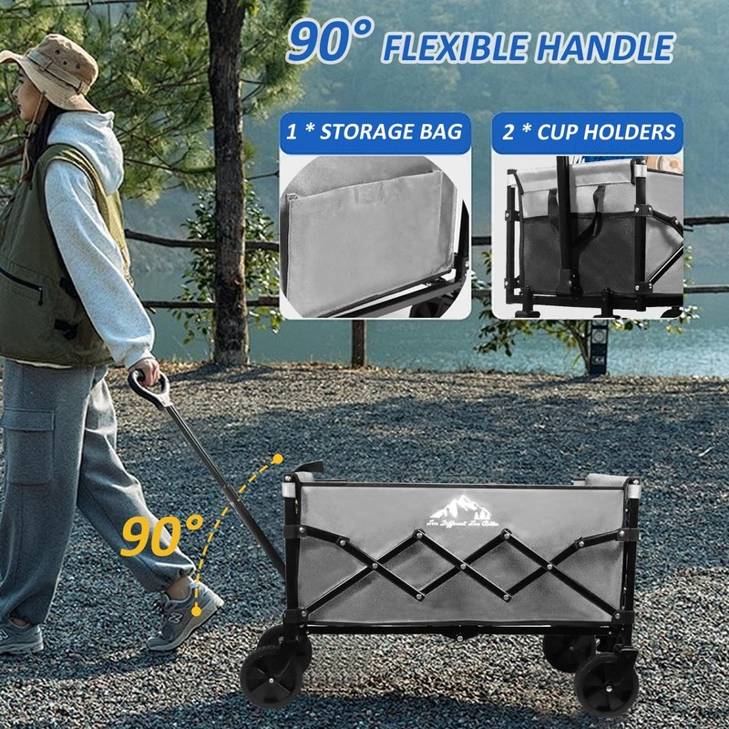 Collapsible Wagon Folding Utility Cart, Beach Wagon 352LBS Heavy-Duty with Ad... gallery