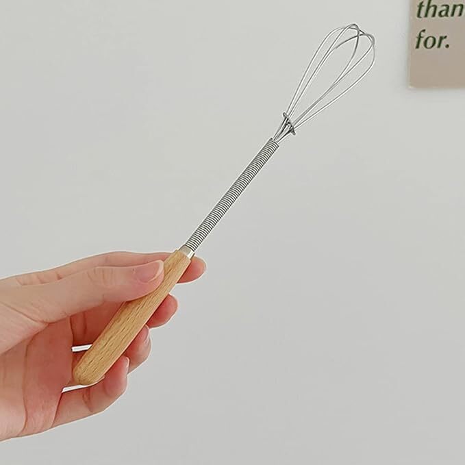 3Pcs Whisk With Solid Wood Handle Kitchen Mini Stainless Steel Egg Beater gallery