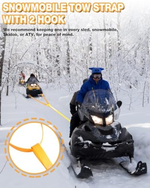 Extra Long Snowmobile Tow Straps, 4400lb Break Strength, 19ft Heavy Duty ATV gallery