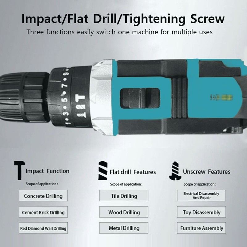 Electric Drill Cordless Set Equipped With 2 Battery Tool Box For Home RepairB2 gallery