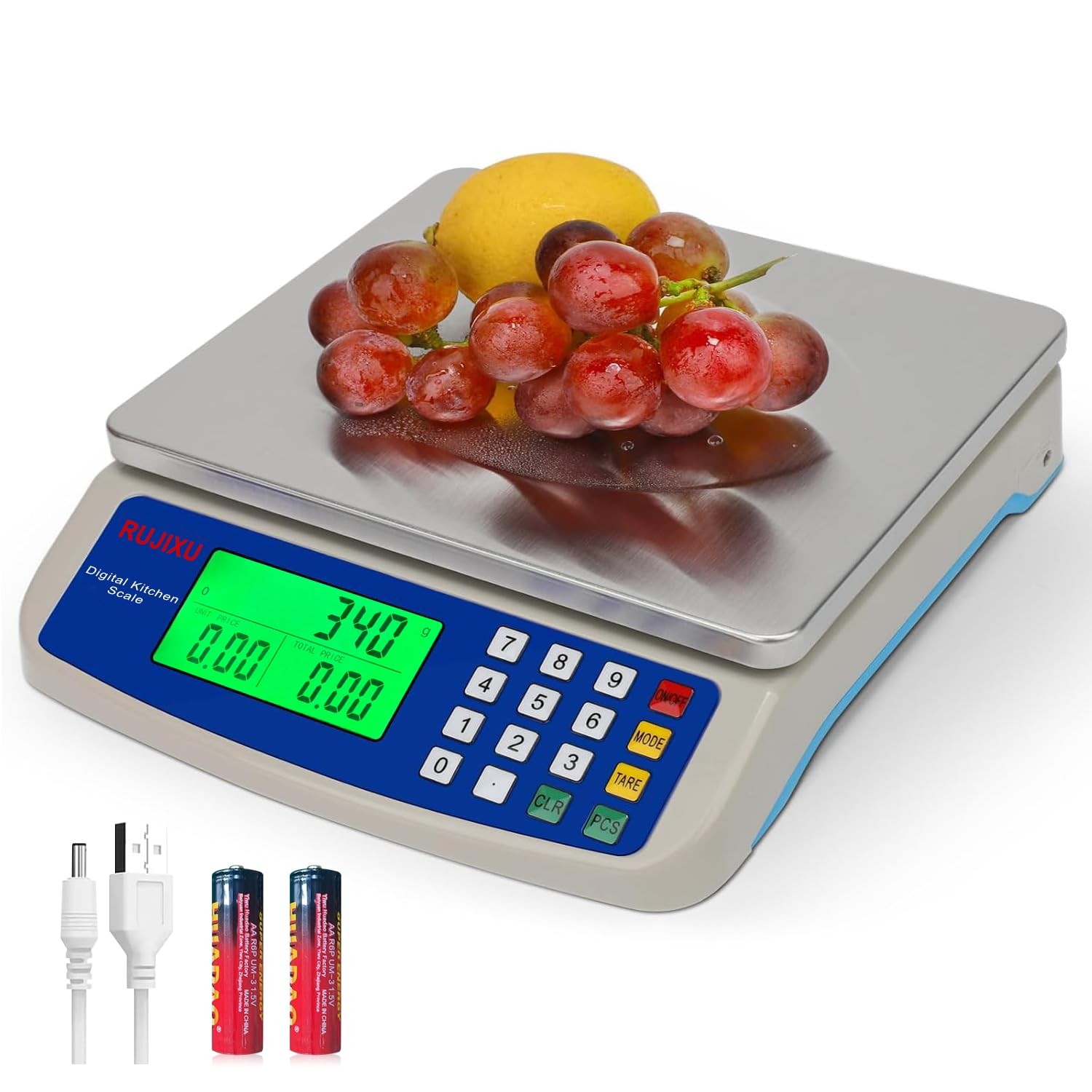 30KG Digital Kitchen Scale 66LB Commercial Food Scale Stainless Steel LCD ( gallery