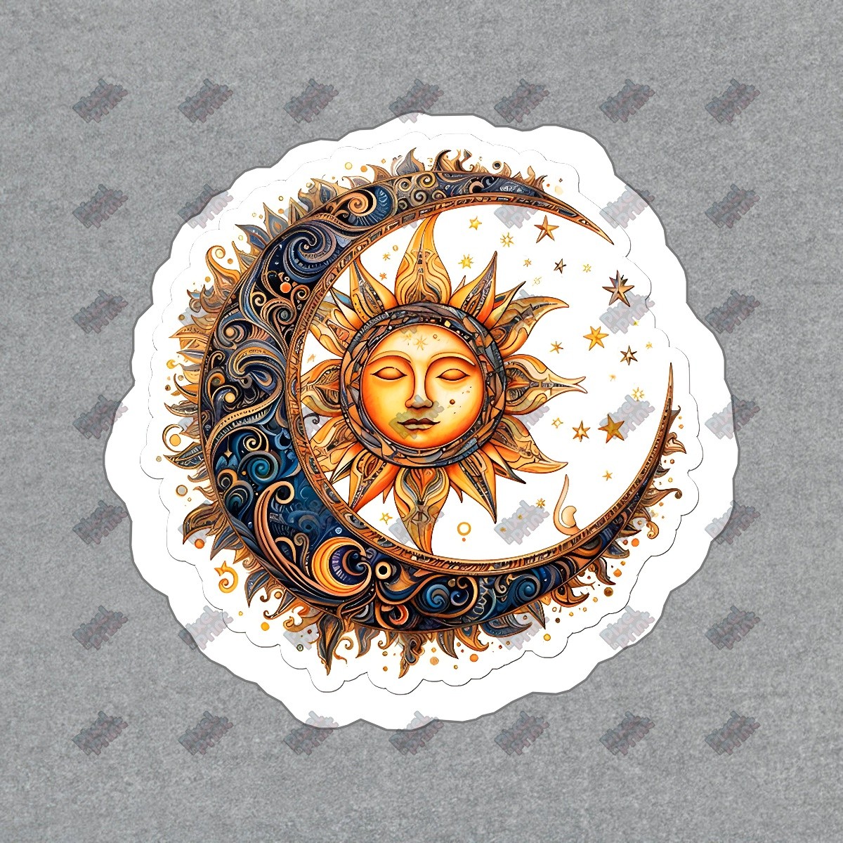 Celestial Sun and Moon Vinyl Sticker Boho Decor Astrology Decal for #581610 gallery