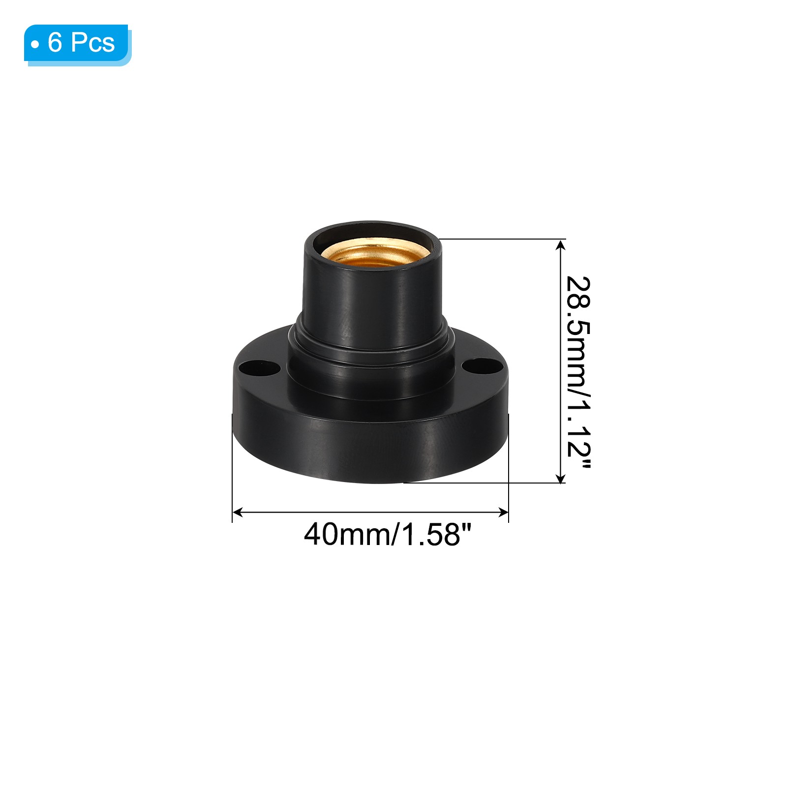 6pcs E14 Bulb Socket Screw Base Lamp Holder for Halogen CFL Light Bulb Black gallery