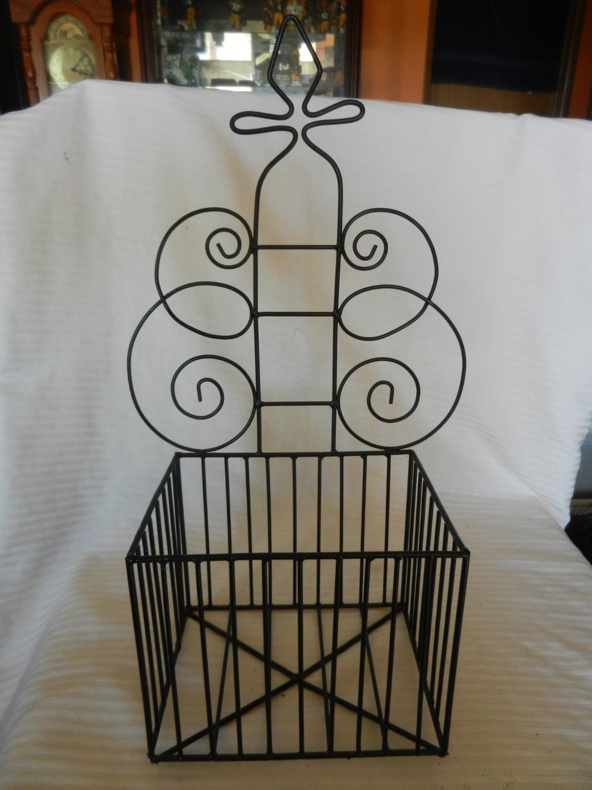 Black Metal Hanging Mail Letter Holder Scroll Design Rectangle Shape gallery