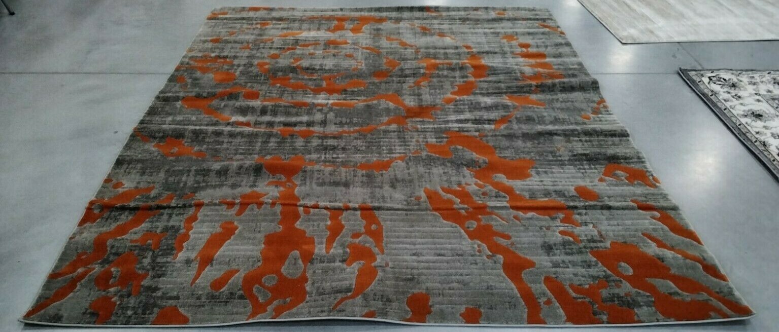 GREY / ORANGE 8' X 10' Back Stain Rug, Reduced Price 1172703590 PRL7735F-810 gallery