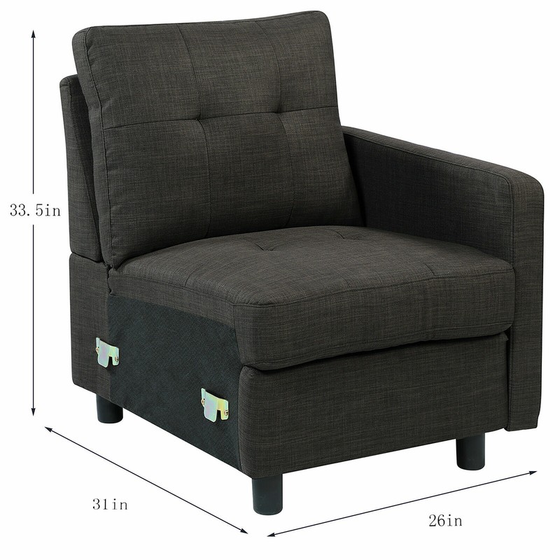 L-shaped Modular Sectional Sofa Modern Fabric Upholstered Couch Living Room gallery