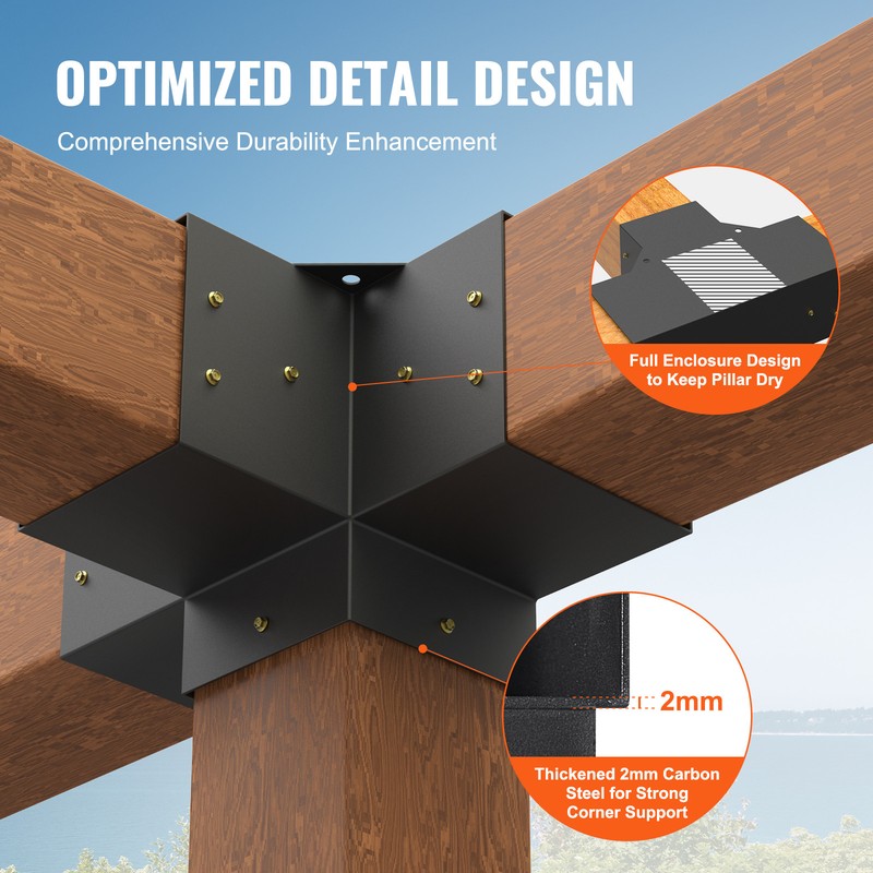 VEVOR 6''x6'' Pergola Bracket Kit inner 5.6x5.6 4-Way Woodworks DIY Post 2 pcs gallery