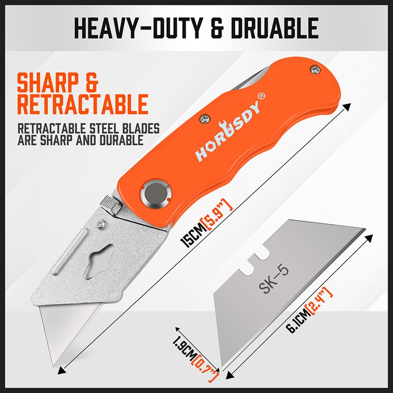 4-Pack Folding Utility Knife Box Cutter Extra 10pcs SK5 Quick Change Blades gallery