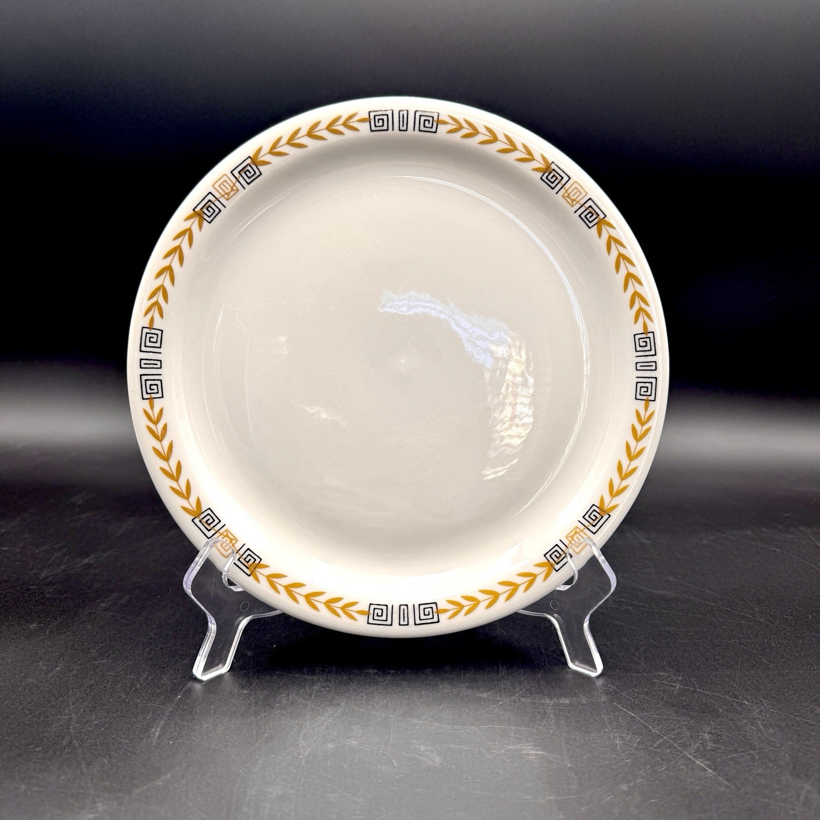 Shenango Restaurant Ware ESQUIRE Greek Key 8 7/8" Luncheon Plate VTG MCM USA gallery