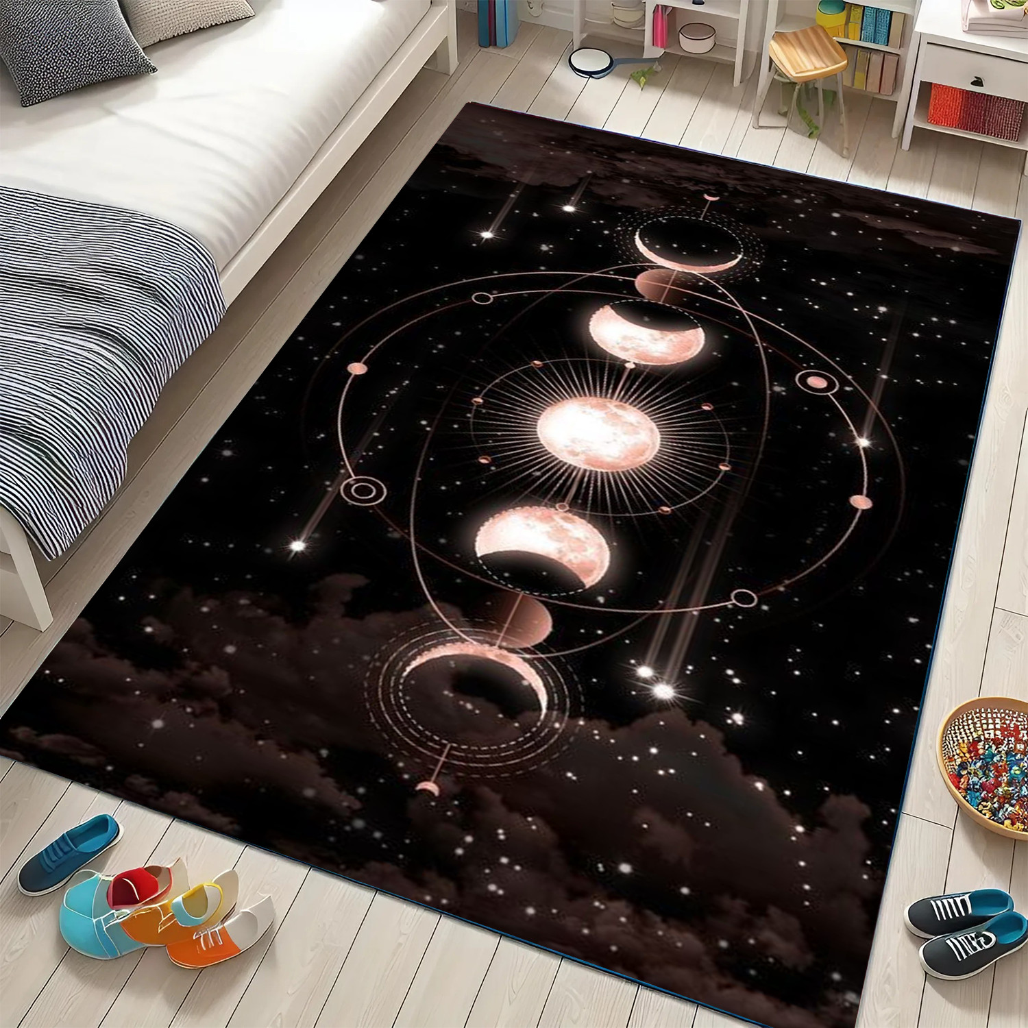 Moon Phase Rug, Mystical Celestial Carpet for Bedroom and Boho Living Room Decor gallery