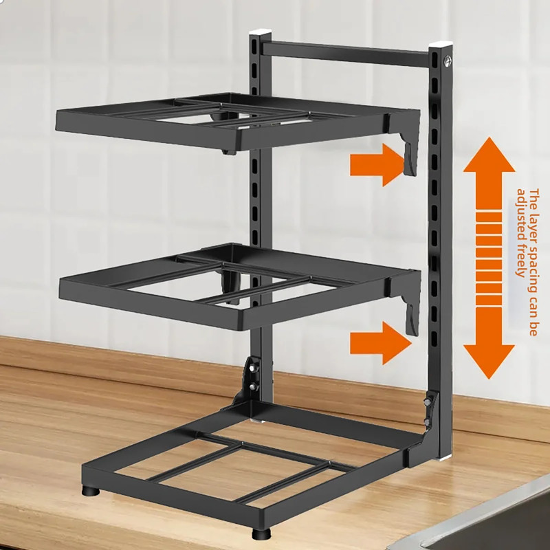 Adjustable Kitchen Storage Rack Multi Tier Pot Shelf Under Sink Organizer gallery