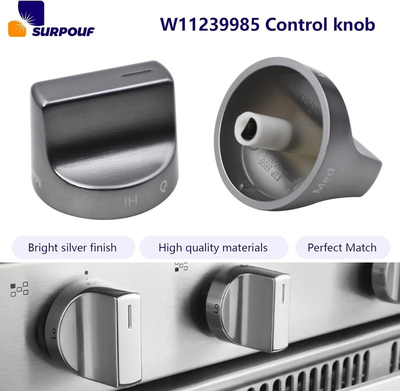 W11239985 Control Knob Compatible with Whirlpool Gas Ranges Replace Sliver gallery