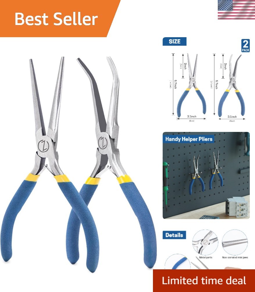 6” Mini Needle Nose Pliers Set - 2PCS for Precision Crafting & Maintenance gallery