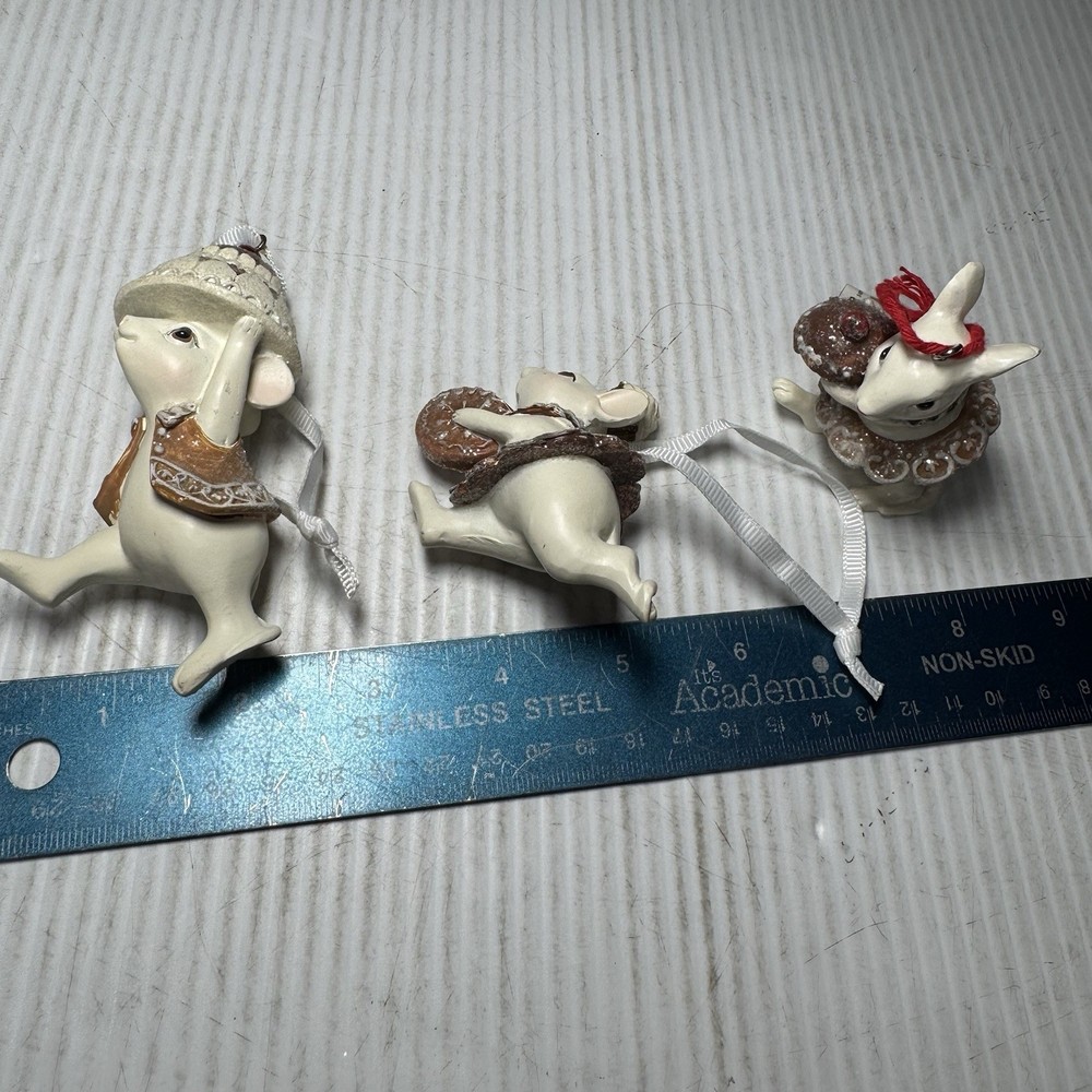 Gingerbread Baking Mice Mouse with Cake and Cookie Ornaments 3 Assorted, Mult...