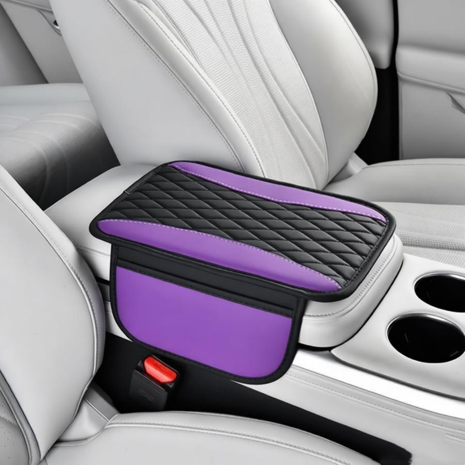 Car Armrest Cushion Pad Cover Console Organizer Storage Box Universal gallery