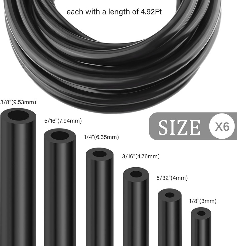 6PCS 5Ft Vacuum Line,Multipurpose Vacuum Lines Automotive for Car Engine,1/8" 5/ gallery