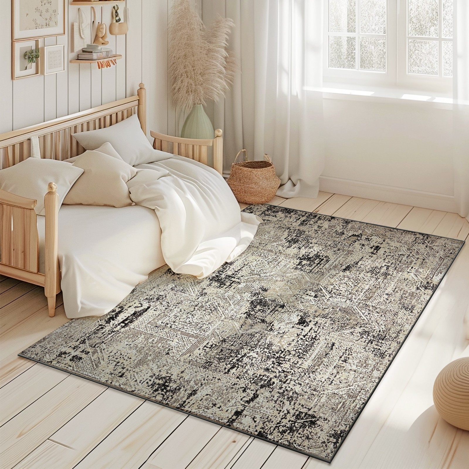 Modern Vintage Boho Area Rug Shiny High Low Pile Transitional Rug Living Room gallery