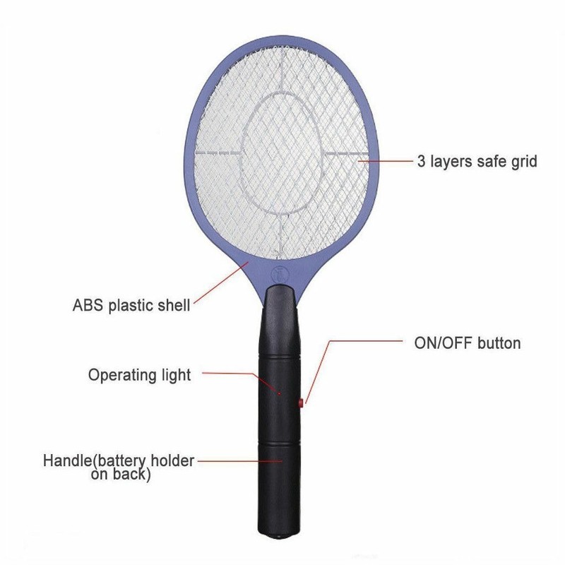 Electric Mosquito Swatter Zapper Racket Handheld Bug Insect Pest Wasp Killer US gallery
